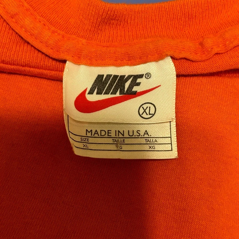 Vintage Nike Air T Shirt XL Orange Made in USA 90s Y2K Swoosh‎ Graphic Tee
